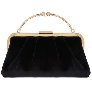 Strathberry velvet Frame Clutch Black mini